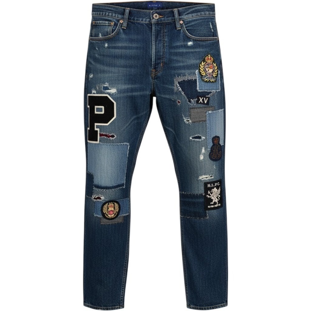 Womens 29 Polo Ralph Lauren Astor Slim Boyfriend Patchwork Dungarees Jeans